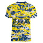 North Queensland Cowboys Rugby Women V-Neck T-Shirt Graffiti Typography Urban Camo Abstract Street Style