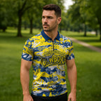 North Queensland Cowboys Rugby Zipper Polo Shirt Graffiti Typography Urban Camo Abstract Street Style