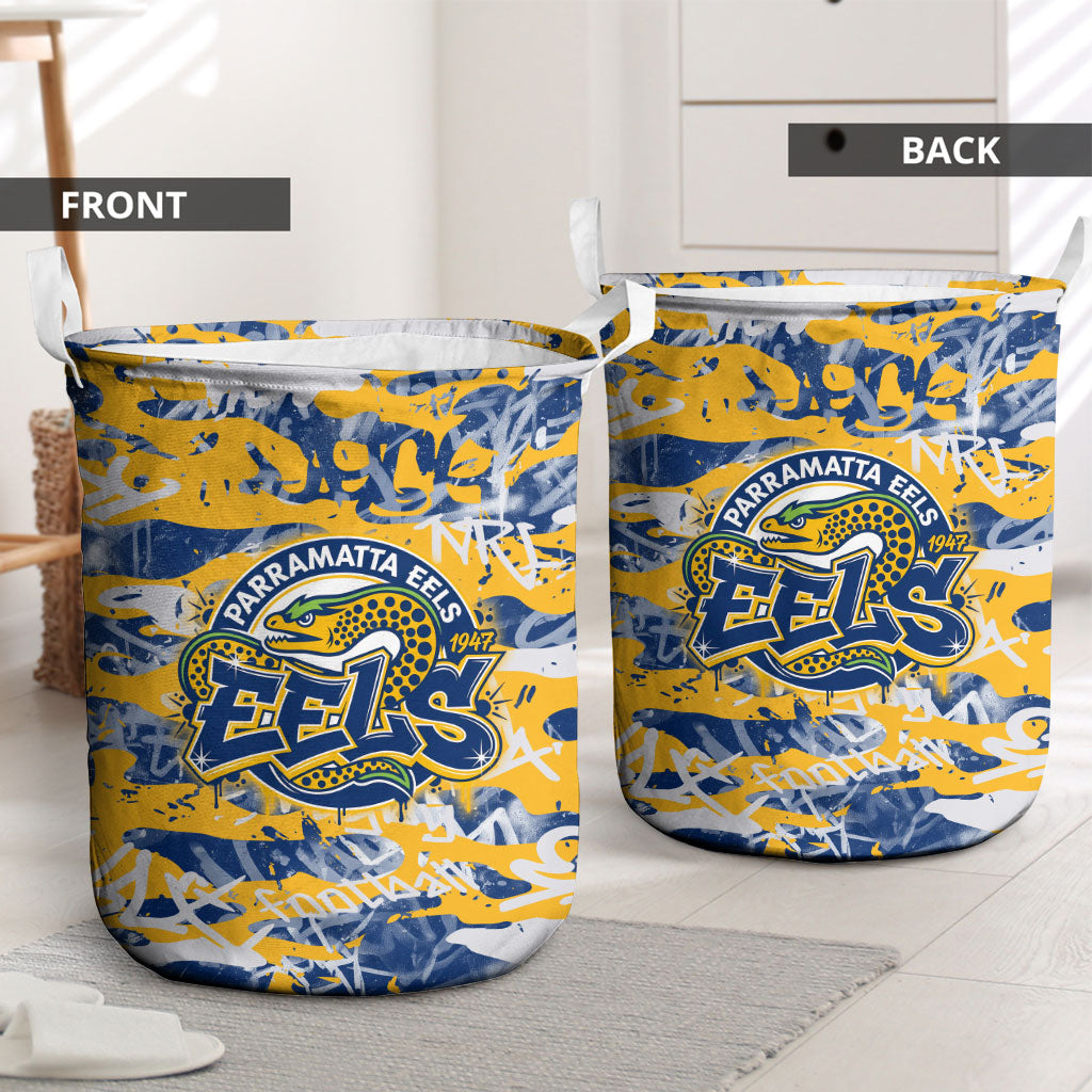 Parramatta Eels Rugby Laundry Basket Graffiti Typography Urban Camo Abstract Street Style