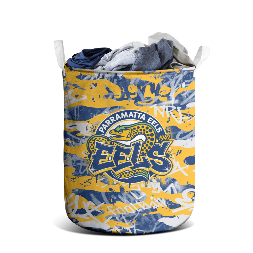 Parramatta Eels Rugby Laundry Basket Graffiti Typography Urban Camo Abstract Street Style