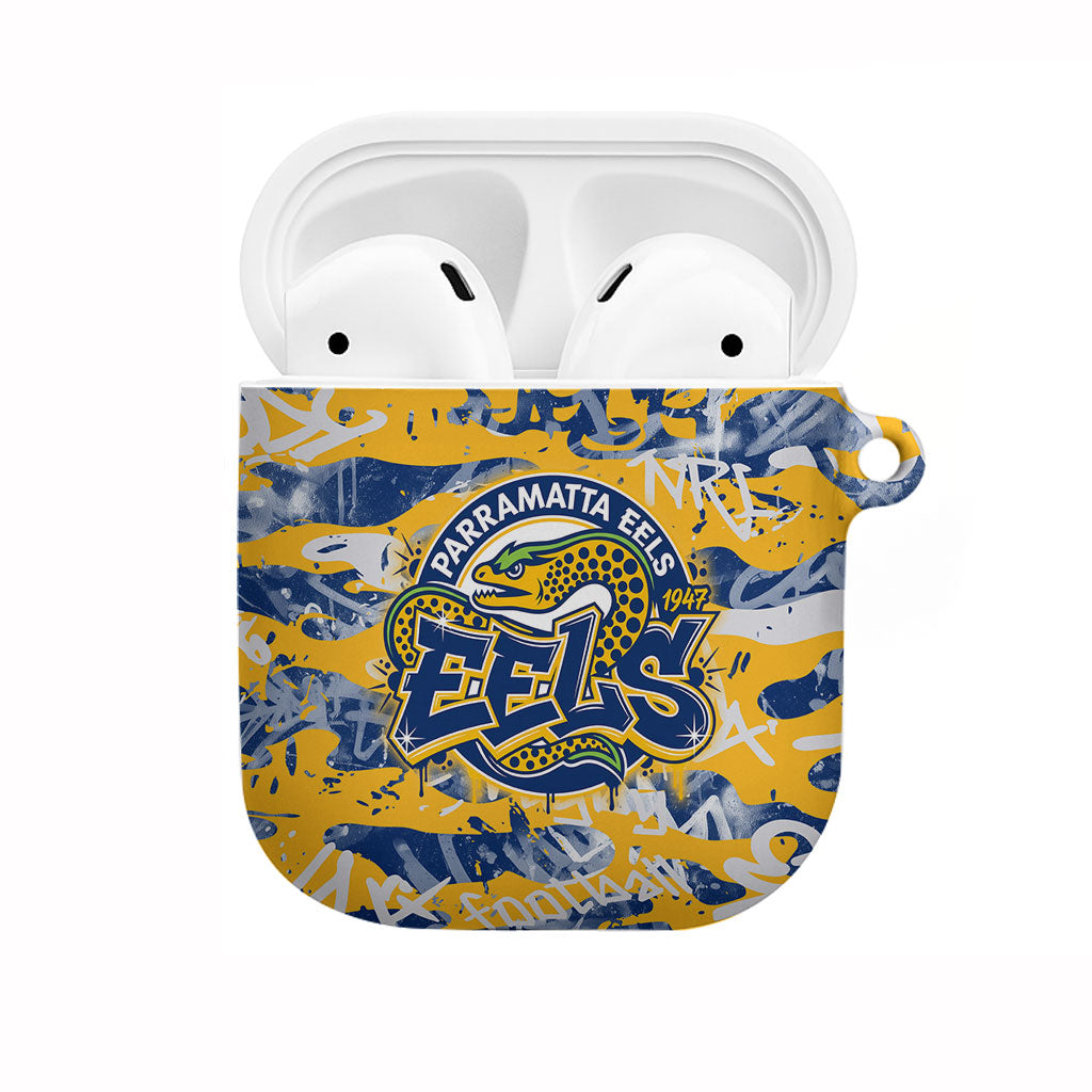 Parramatta Eels Rugby AirPods Case Graffiti Typography Urban Camo Abstract Street Style