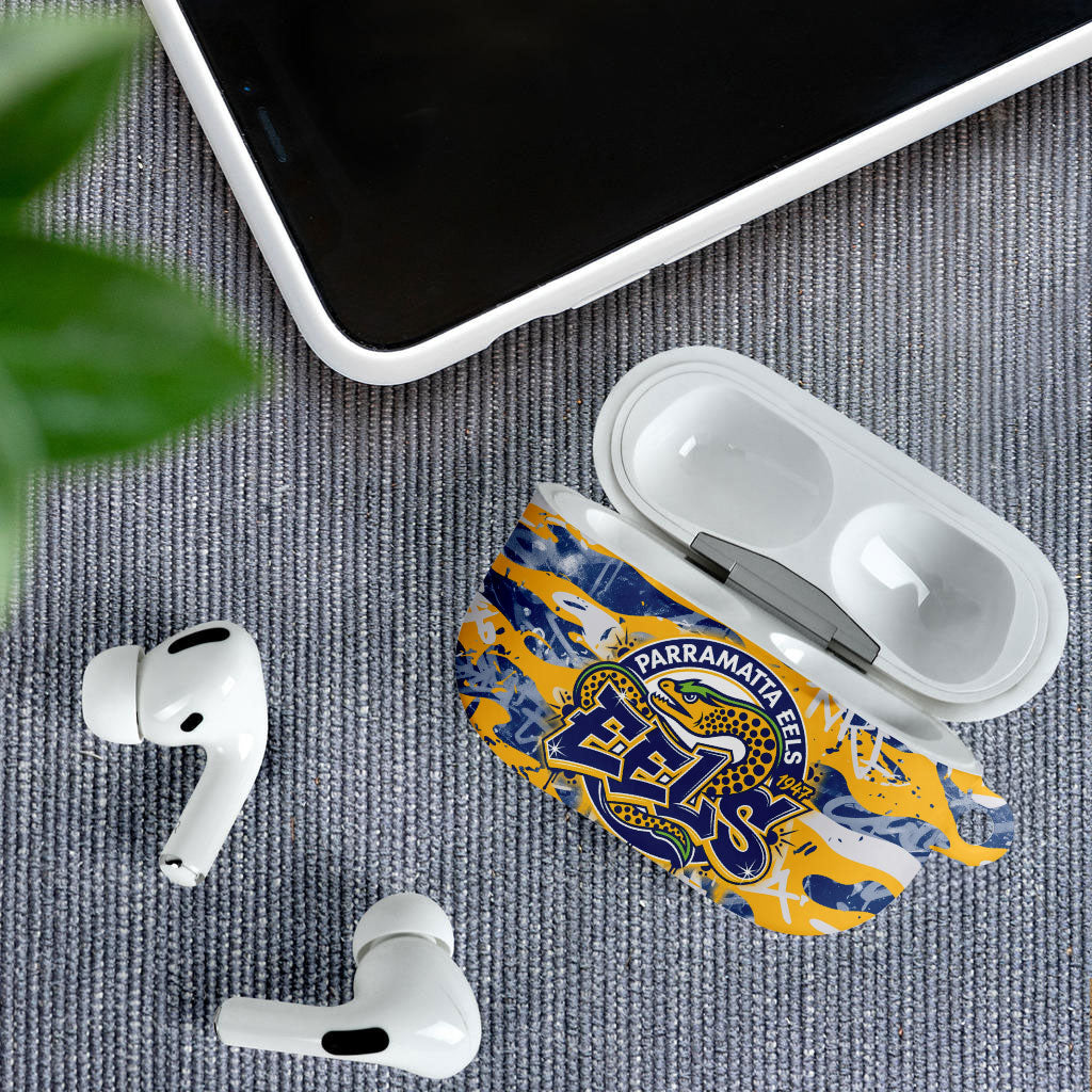 Parramatta Eels Rugby AirPods Case Graffiti Typography Urban Camo Abstract Street Style