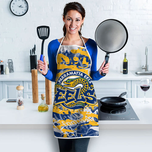 Parramatta Eels Rugby Apron Graffiti Typography Urban Camo Abstract Street Style