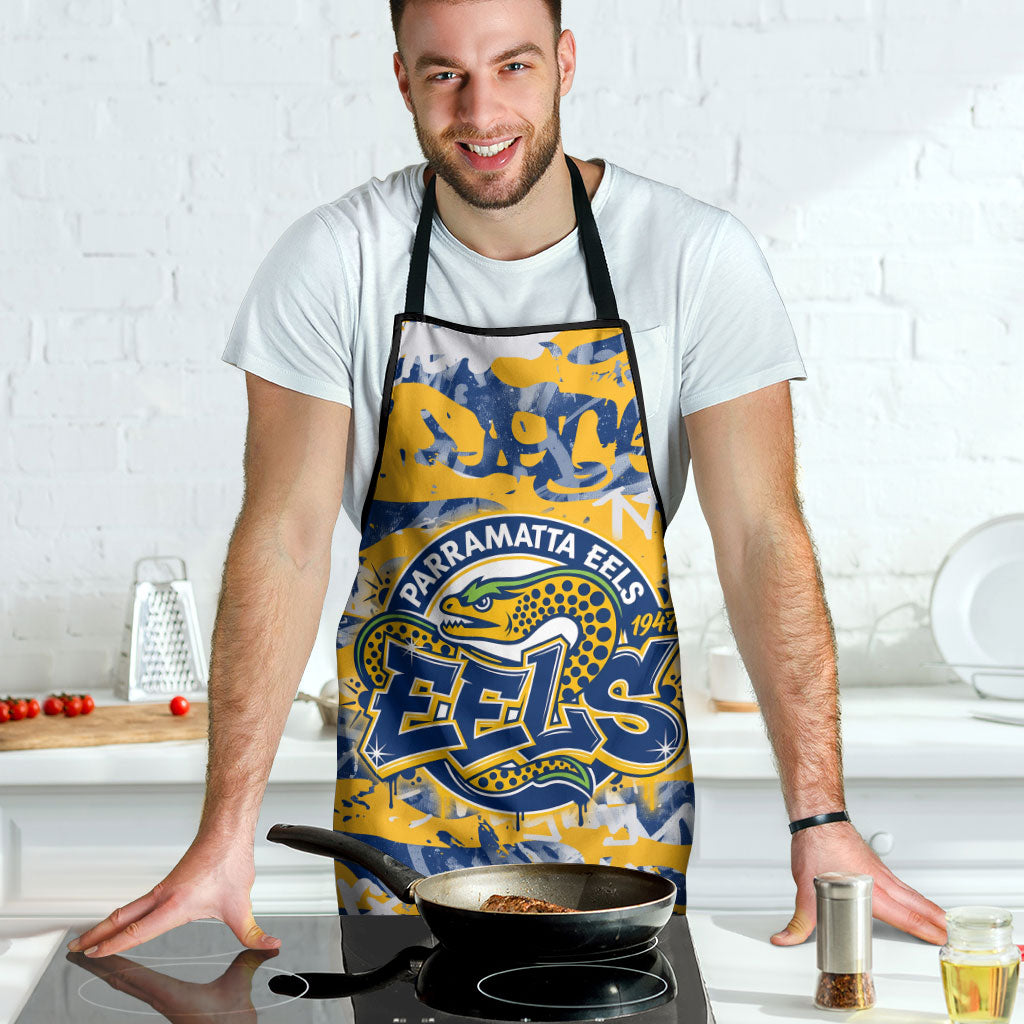 Parramatta Eels Rugby Apron Graffiti Typography Urban Camo Abstract Street Style