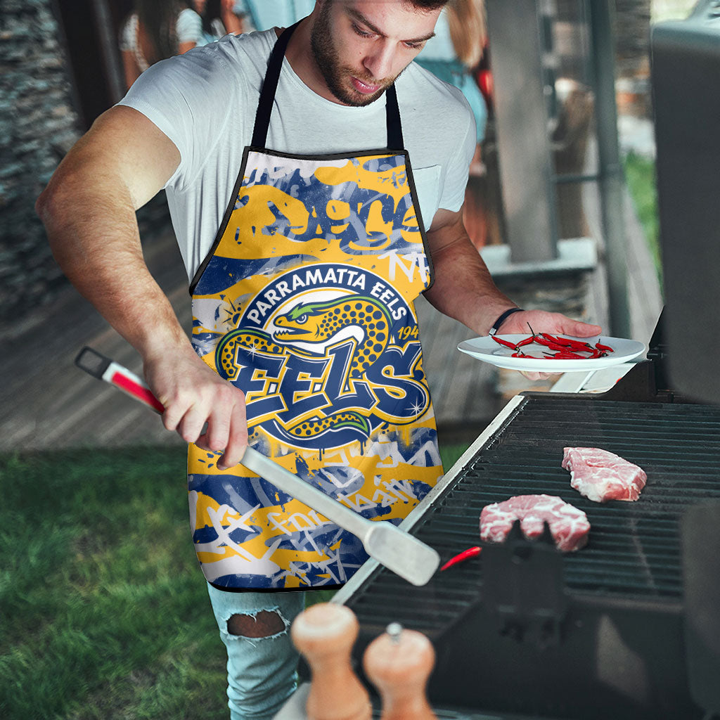 Parramatta Eels Rugby Apron Graffiti Typography Urban Camo Abstract Street Style