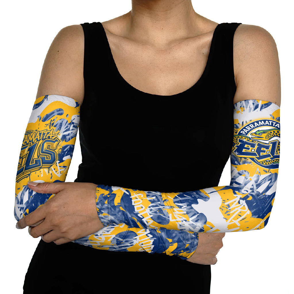 Parramatta Eels Rugby Arm Sleeves Graffiti Typography Urban Camo Abstract Street Style