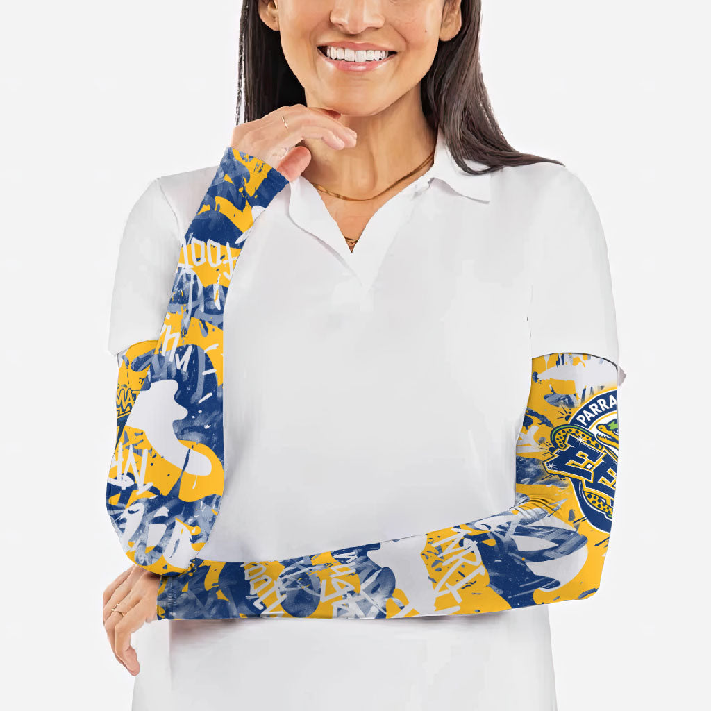 Parramatta Eels Rugby Arm Sleeves Graffiti Typography Urban Camo Abstract Street Style