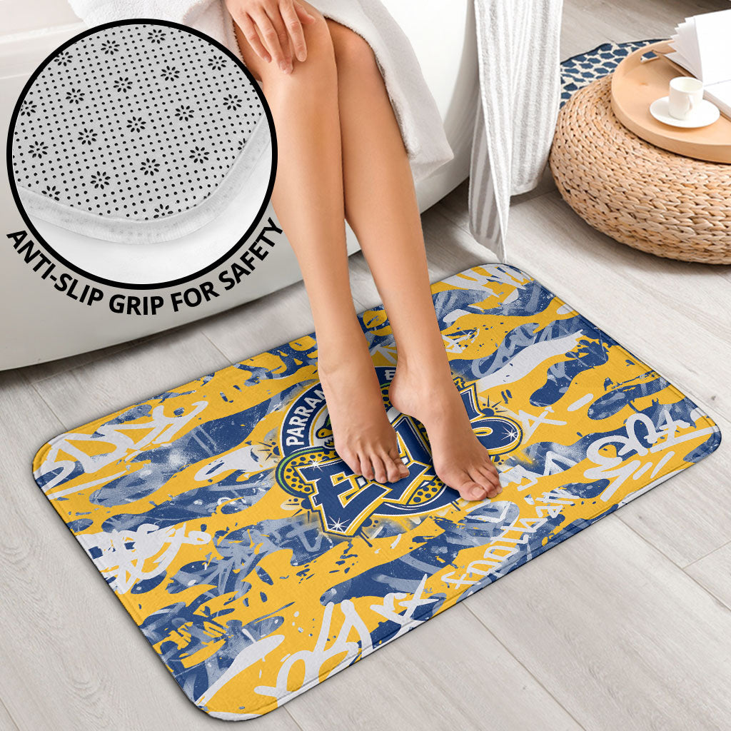 Parramatta Eels Rugby Bathroom Set Graffiti Typography Urban Camo Abstract Street Style