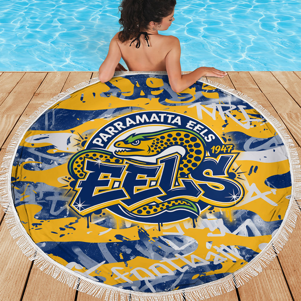 Parramatta Eels Rugby Beach Blanket Graffiti Typography Urban Camo Abstract Street Style
