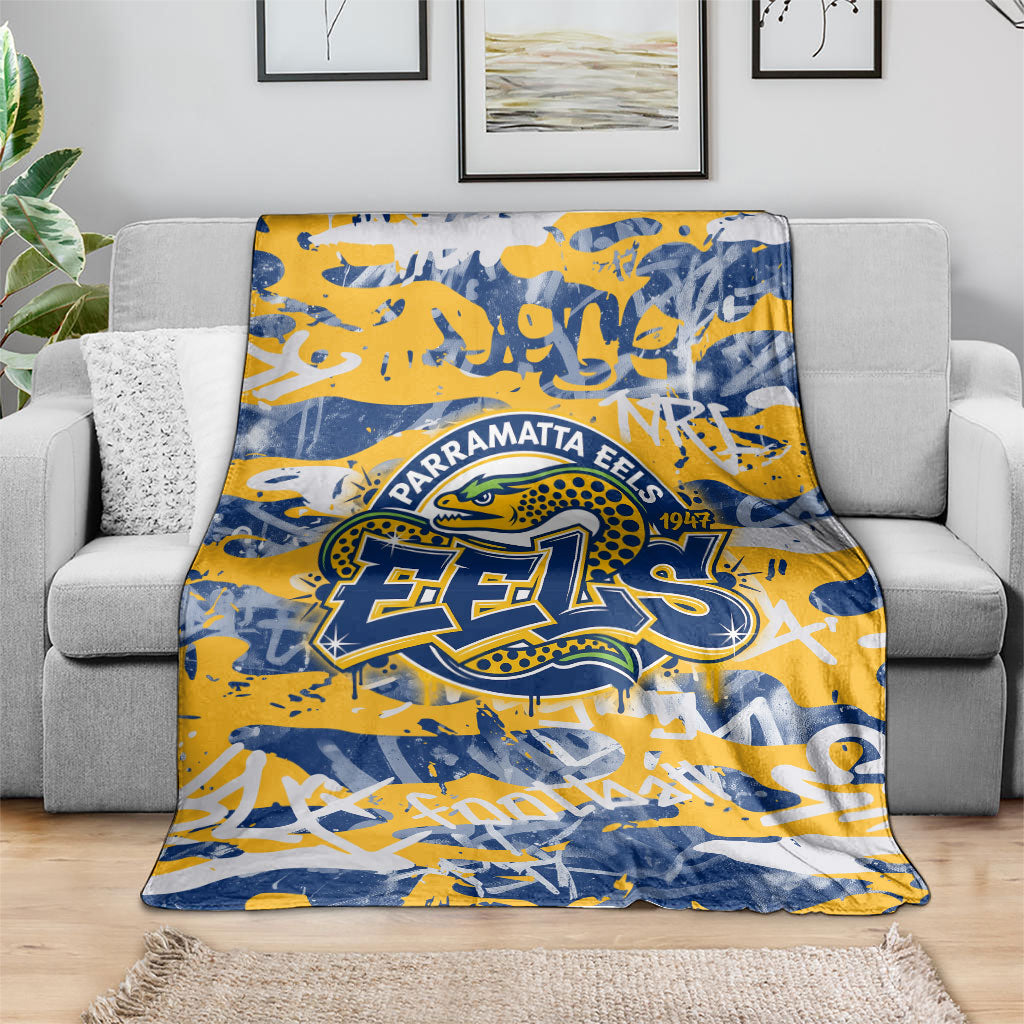Parramatta Eels Rugby Blanket Graffiti Typography Urban Camo Abstract Street Style