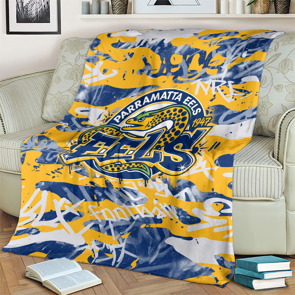 Parramatta Eels Rugby Blanket Graffiti Typography Urban Camo Abstract Street Style