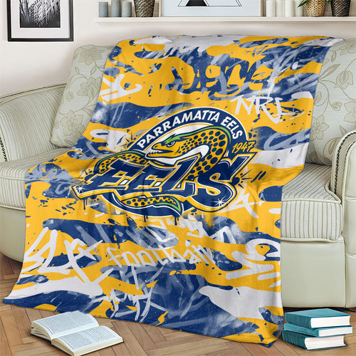 Parramatta Eels Rugby Blanket Graffiti Typography Urban Camo Abstract Street Style