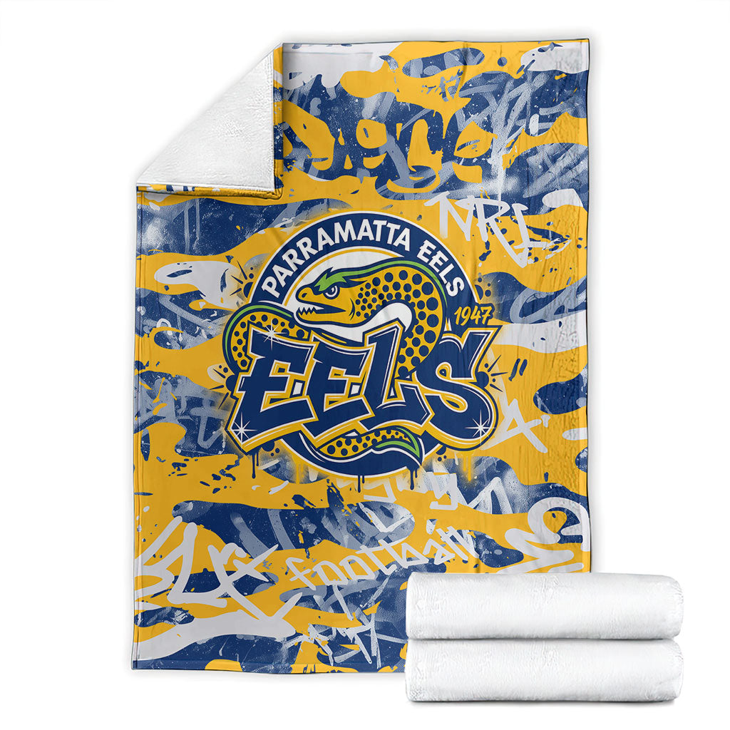Parramatta Eels Rugby Blanket Graffiti Typography Urban Camo Abstract Street Style