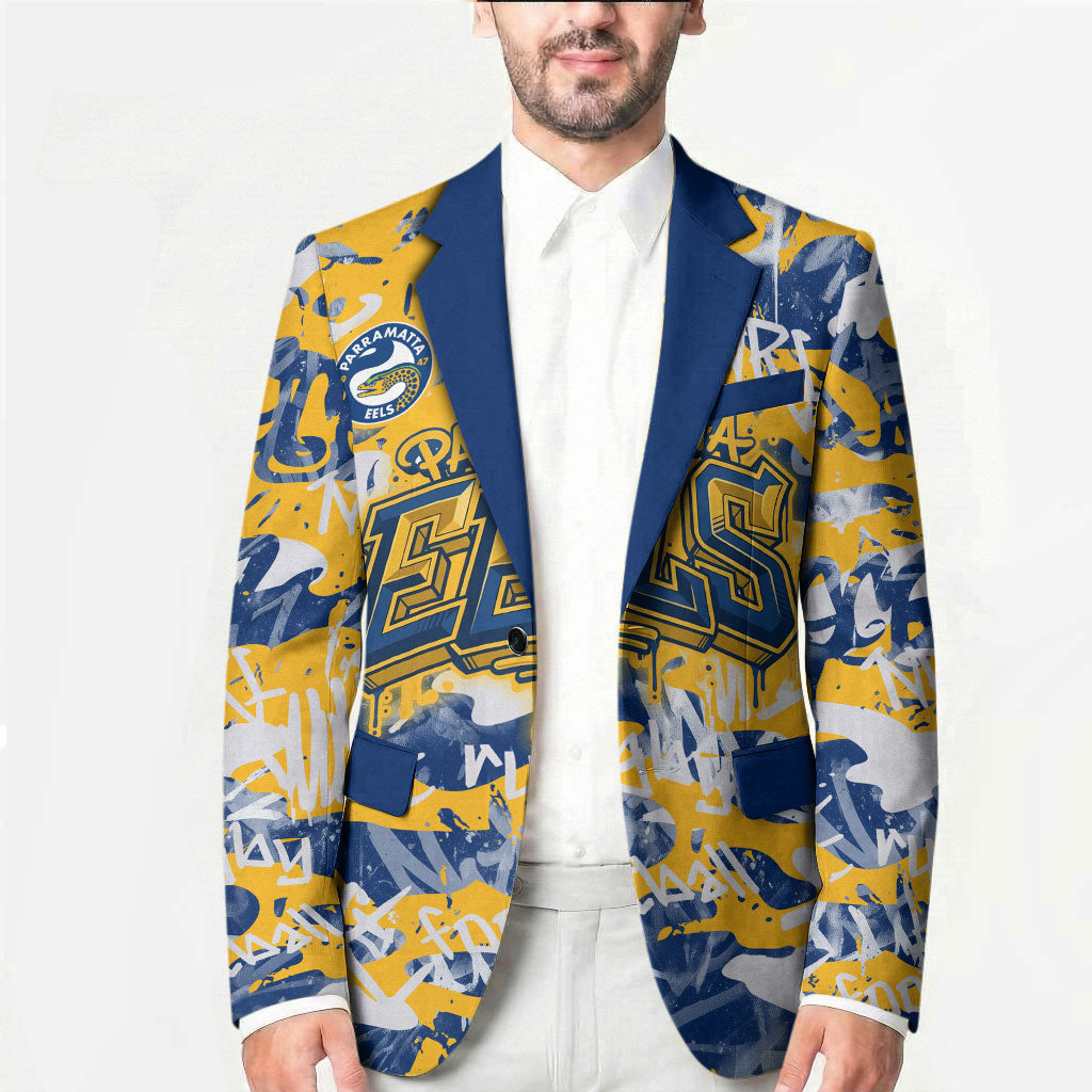 Parramatta Eels Rugby Blazer Graffiti Typography Urban Camo Abstract Street Style