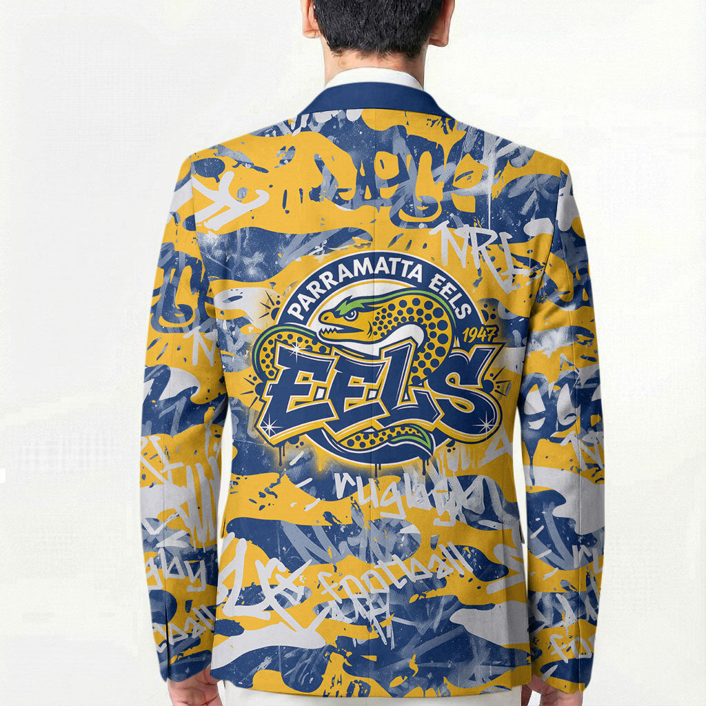 Parramatta Eels Rugby Blazer Graffiti Typography Urban Camo Abstract Street Style