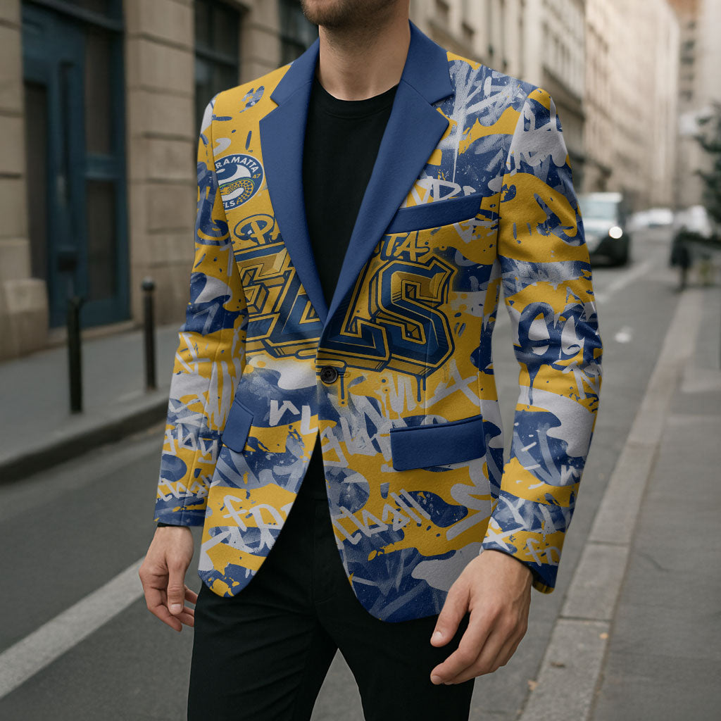 Parramatta Eels Rugby Blazer Graffiti Typography Urban Camo Abstract Street Style