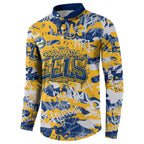 Parramatta Eels Rugby Button Sweatshirt Graffiti Typography Urban Camo Abstract Street Style