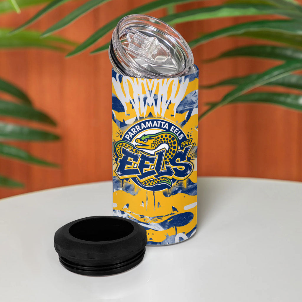 Parramatta Eels Rugby 4 in 1 Can Cooler Tumbler Graffiti Typography Urban Camo Abstract Street Style