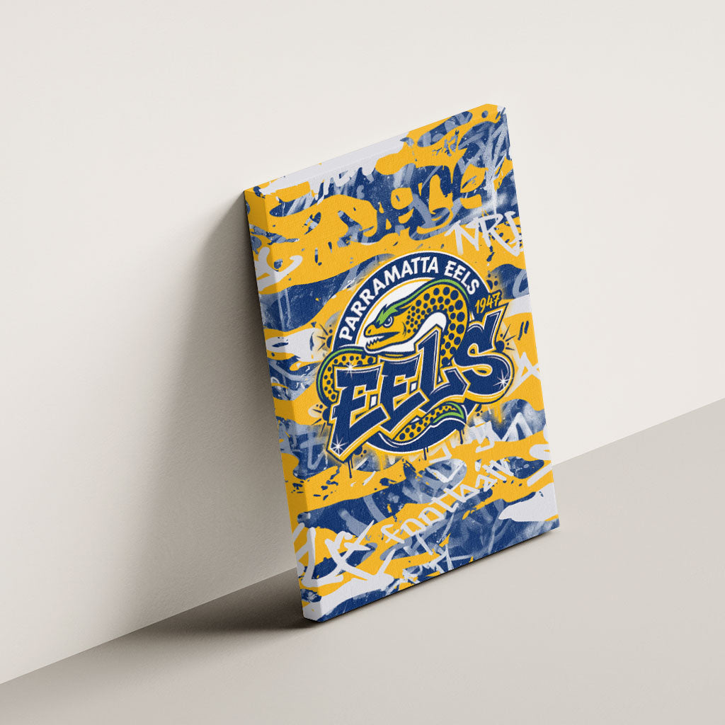 Parramatta Eels Rugby Canvas Wall Art Graffiti Typography Urban Camo Abstract Street Style