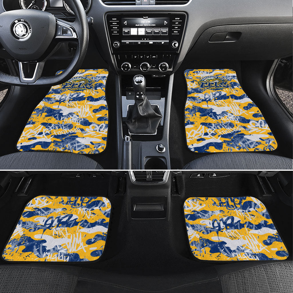 Parramatta Eels Rugby Car Mats Graffiti Typography Urban Camo Abstract Street Style