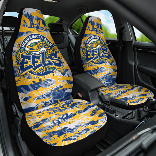 Parramatta Eels Rugby Car Seat Cover Graffiti Typography Urban Camo Abstract Street Style