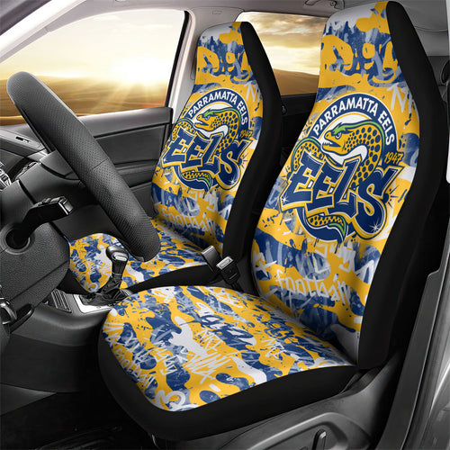 Parramatta Eels Rugby Car Seat Cover Graffiti Typography Urban Camo Abstract Street Style