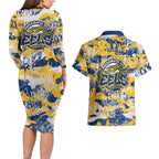 Parramatta Eels Rugby Couples Matching Long Sleeve Bodycon Dress and Hawaiian Shirt Graffiti Typography Urban Camo Abstract Street Style