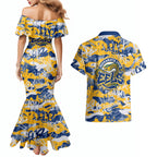 Parramatta Eels Rugby Couples Matching Mermaid Dress and Hawaiian Shirt Graffiti Typography Urban Camo Abstract Street Style