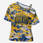 Parramatta Eels Rugby Cross Shoulder Shirt Graffiti Typography Urban Camo Abstract Street Style