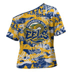 Parramatta Eels Rugby Cross Shoulder Shirt Graffiti Typography Urban Camo Abstract Street Style