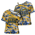 Parramatta Eels Rugby Cross Shoulder Shirt Graffiti Typography Urban Camo Abstract Street Style
