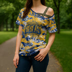 Parramatta Eels Rugby Cross Shoulder Shirt Graffiti Typography Urban Camo Abstract Street Style