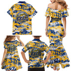 Parramatta Eels Rugby Family Matching Mermaid Dress and Hawaiian Shirt Graffiti Typography Urban Camo Abstract Street Style