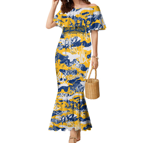 Parramatta Eels Rugby Family Matching Mermaid Dress and Hawaiian Shirt Graffiti Typography Urban Camo Abstract Street Style
