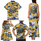 Parramatta Eels Rugby Family Matching Tank Maxi Dress and Hawaiian Shirt Graffiti Typography Urban Camo Abstract Street Style