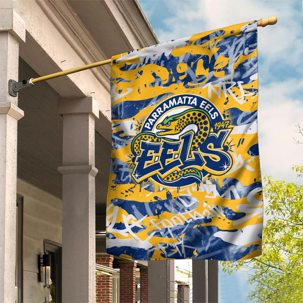 Parramatta Eels Rugby Garden Flag Graffiti Typography Urban Camo Abstract Street Style