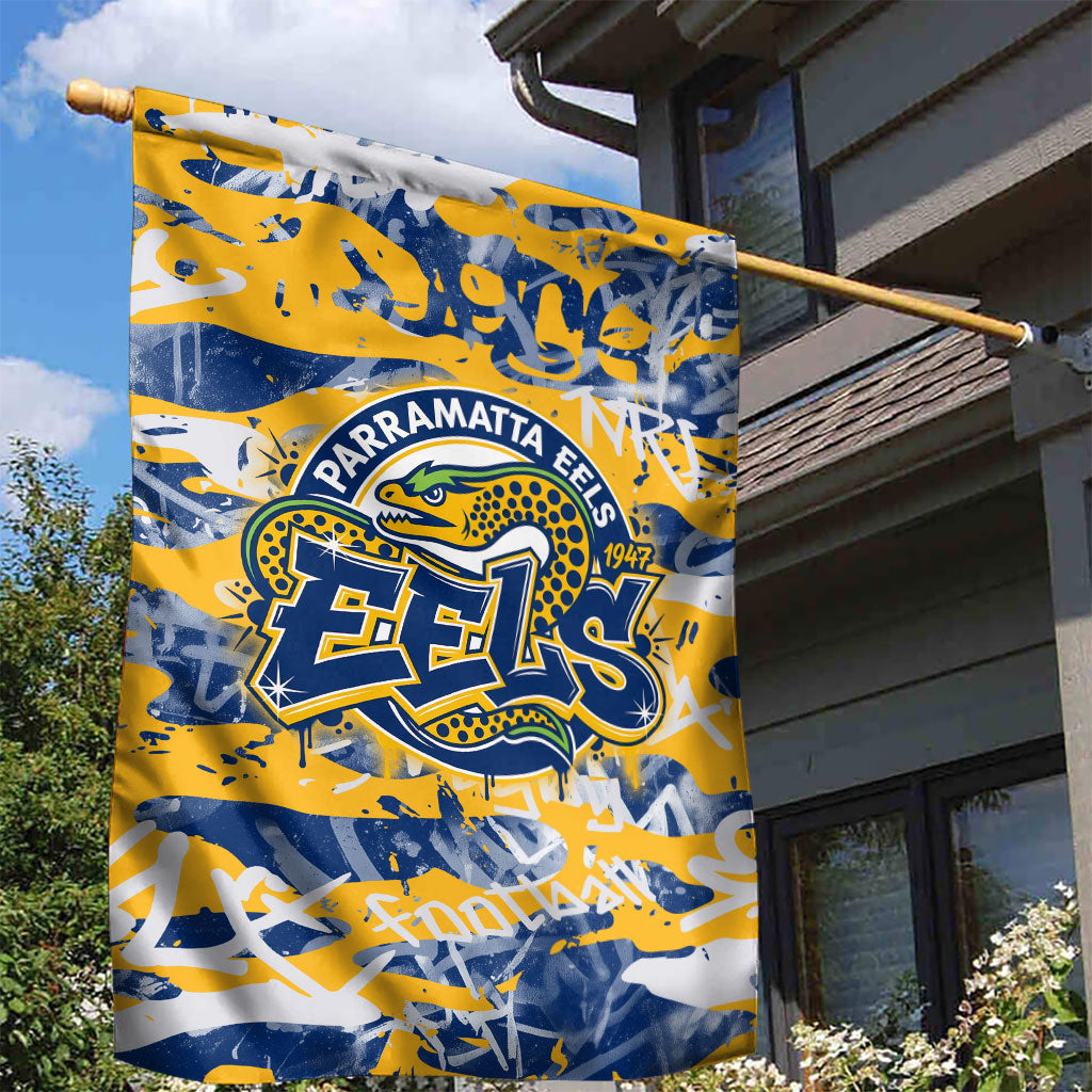 Parramatta Eels Rugby Garden Flag Graffiti Typography Urban Camo Abstract Street Style