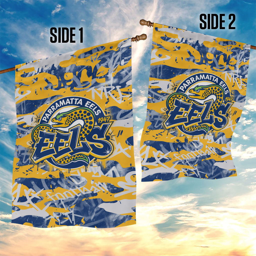 Parramatta Eels Rugby Garden Flag Graffiti Typography Urban Camo Abstract Street Style