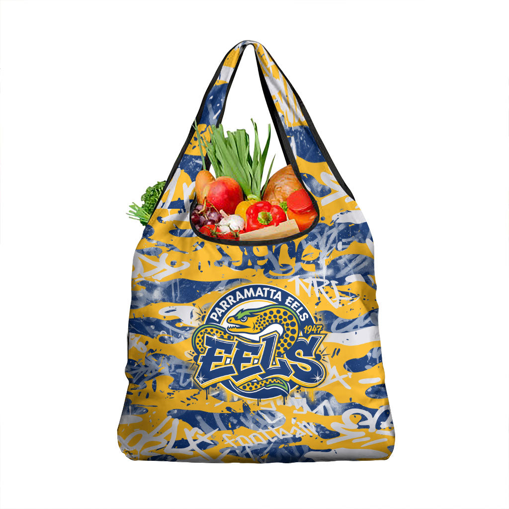 Parramatta Eels Rugby Grocery Bag Graffiti Typography Urban Camo Abstract Street Style