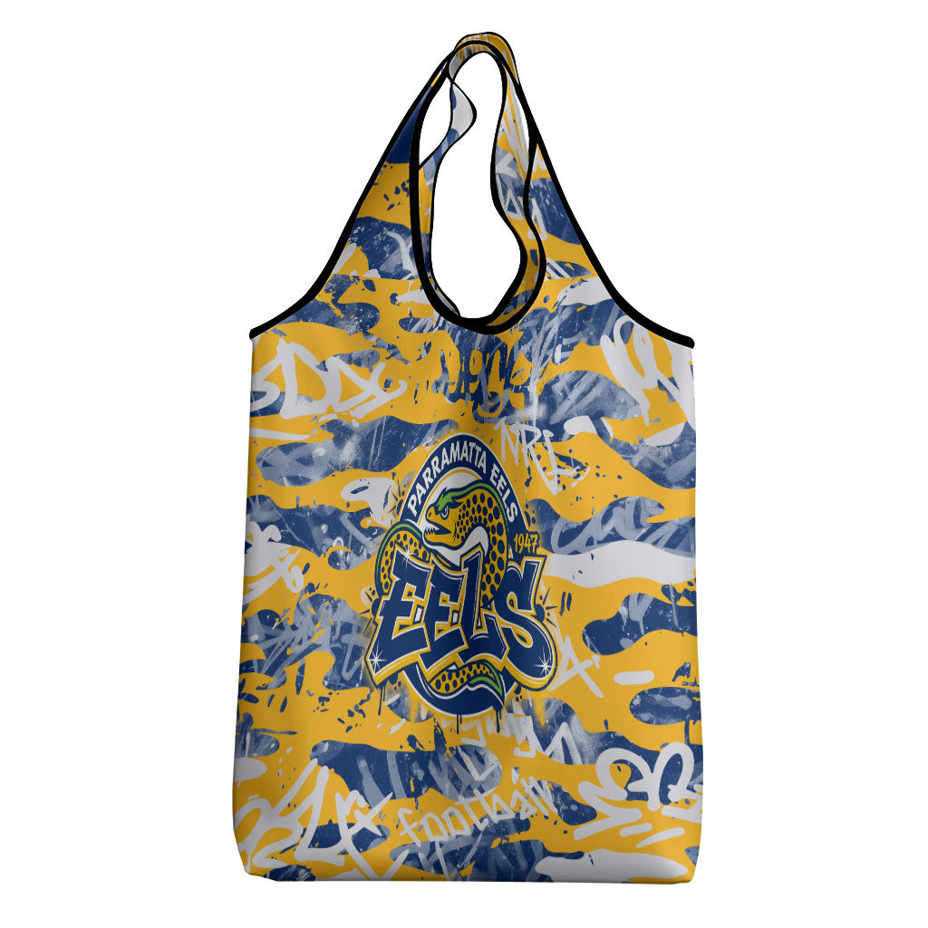 Parramatta Eels Rugby Grocery Bag Graffiti Typography Urban Camo Abstract Street Style
