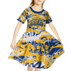 Parramatta Eels Rugby Kid Short Sleeve Dress Graffiti Typography Urban Camo Abstract Street Style