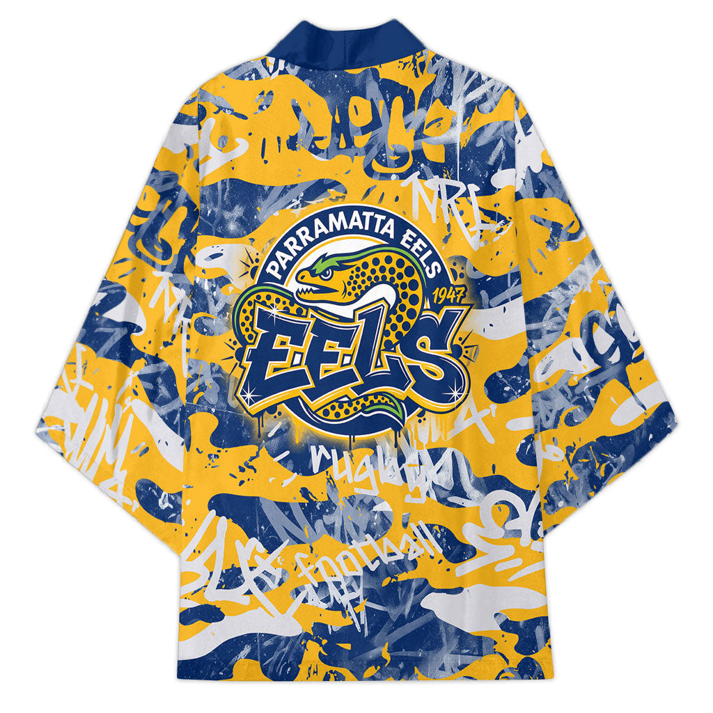 Parramatta Eels Rugby Kimono Graffiti Typography Urban Camo Abstract Street Style
