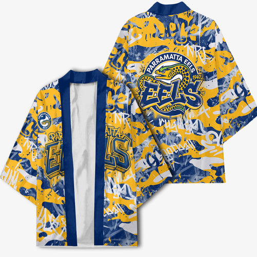 Parramatta Eels Rugby Kimono Graffiti Typography Urban Camo Abstract Street Style