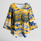 Parramatta Eels Rugby Kimono Sleeve Blouse Graffiti Typography Urban Camo Abstract Street Style