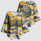 Parramatta Eels Rugby Kimono Sleeve Blouse Graffiti Typography Urban Camo Abstract Street Style