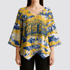 Parramatta Eels Rugby Kimono Sleeve Blouse Graffiti Typography Urban Camo Abstract Street Style