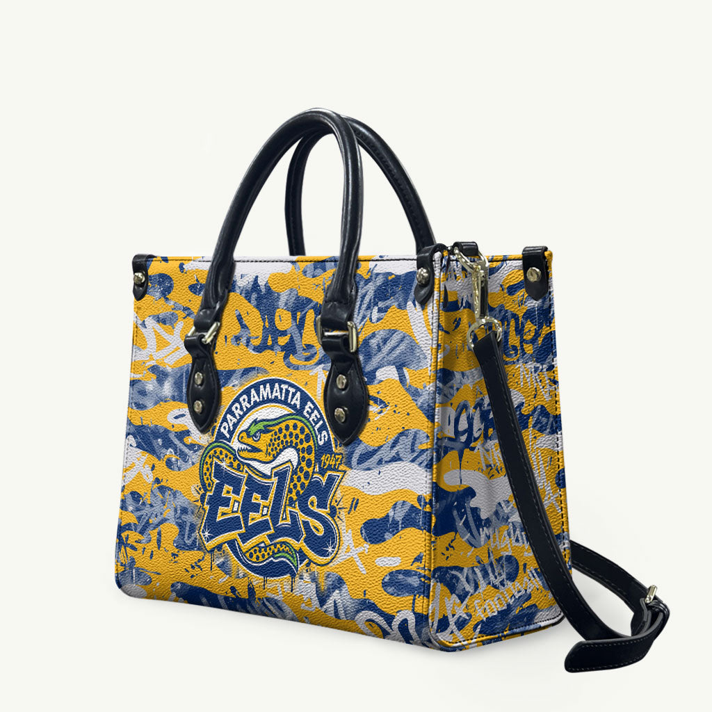 Parramatta Eels Rugby Leather Bag Graffiti Typography Urban Camo Abstract Street Style
