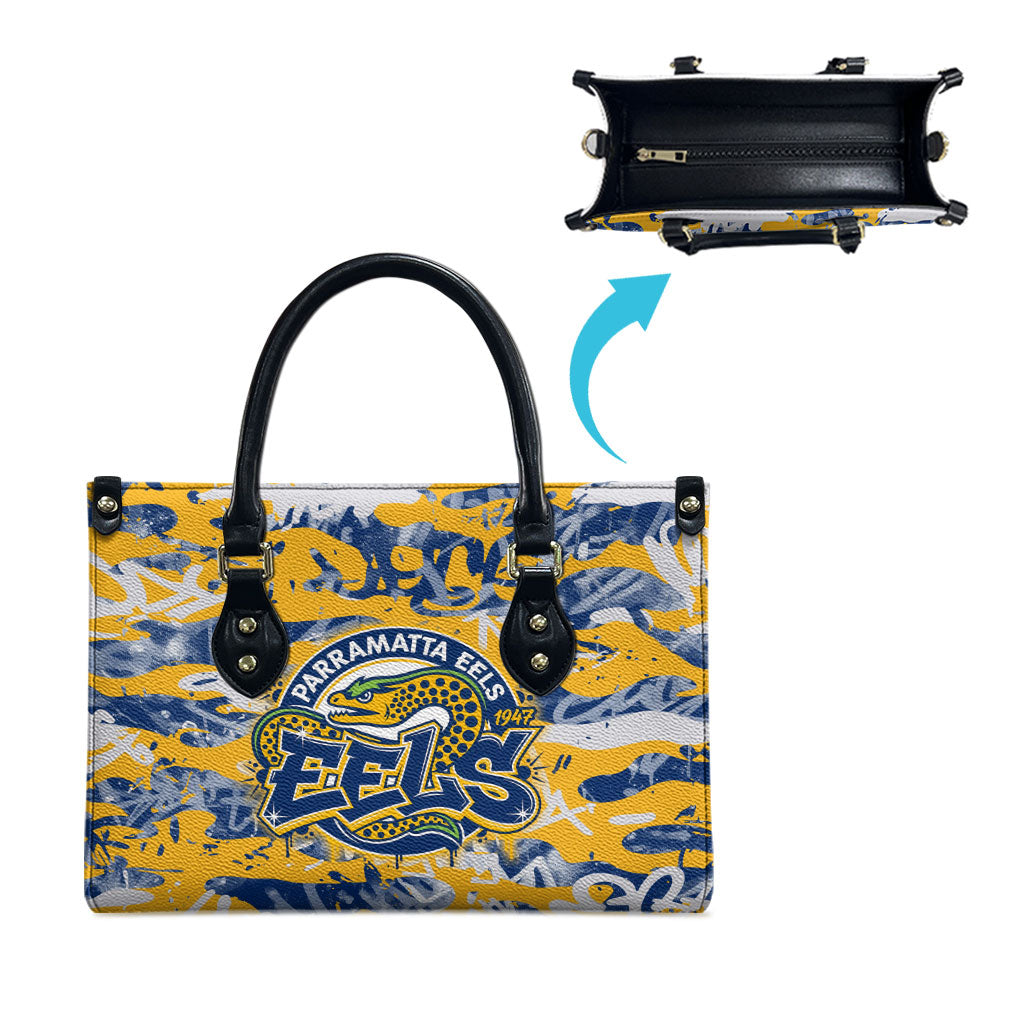 Parramatta Eels Rugby Leather Bag Graffiti Typography Urban Camo Abstract Street Style