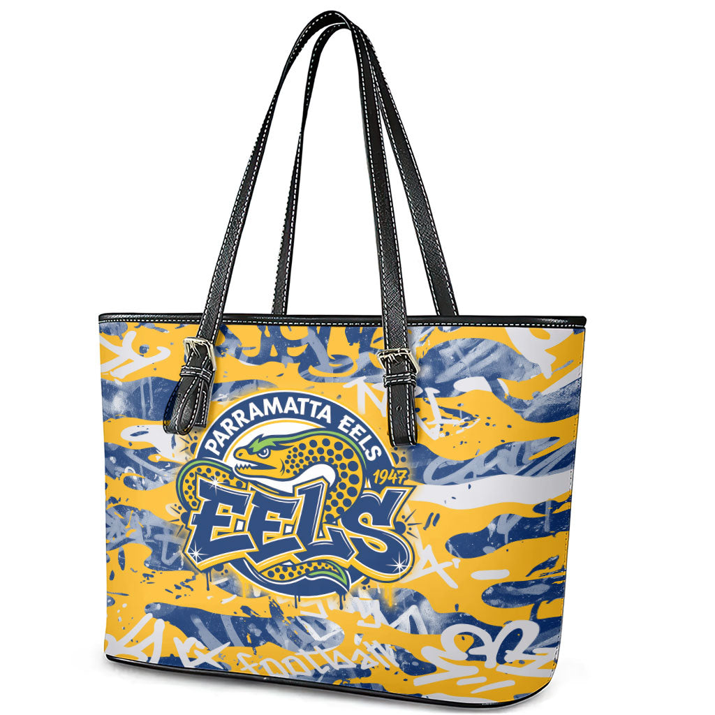 Parramatta Eels Rugby Leather Tote Bag Graffiti Typography Urban Camo Abstract Street Style