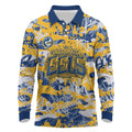 Parramatta Eels Rugby Long Sleeve Polo Shirt Graffiti Typography Urban Camo Abstract Street Style